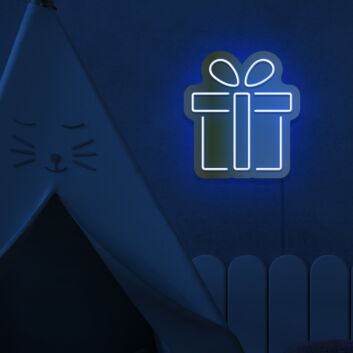 Gift Box with Central Ribbon LED Neon Sign