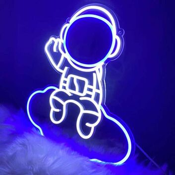 Astronaut Sitting on Clouds Neon Sign