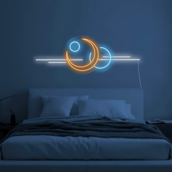 Galactic Moon and Planets Neon Sign