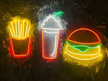 Burger, Fries and Topped Drink LED Neon Sign
