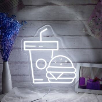 Cola And Humburger Setting Neon Sign