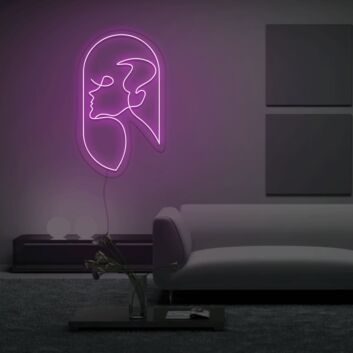 Womans Side Face Line Neon sign