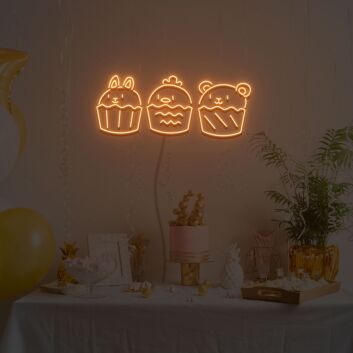 Animals Friends Cupcake Neon Sign Neon Light Signs Custom For Wedding Bar Party Cafe Decoration