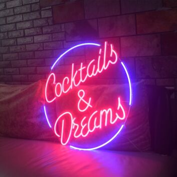 Customize Cocktails &amp; Dreams – LED Neon Sign