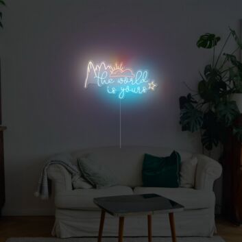 The World Is Yours with Mountain Sun Star Neon Sign