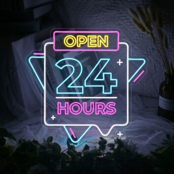 Open 24 Hours with Abstract Shapes Neon Sign