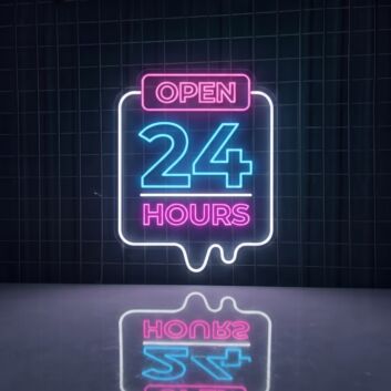 Open 24 Hours with Abstract Shapes Neon Sign