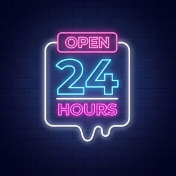 Open 24 Hours with Abstract Shapes Neon Sign