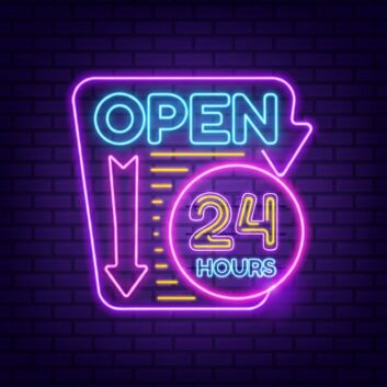 Retro Open 24 Hours Neon Sign
