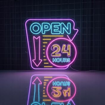 Retro Open 24 Hours Neon Sign