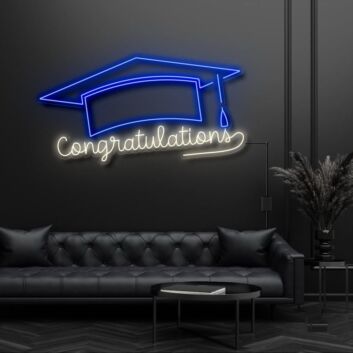 Congratulations With Graduation Hat Neon Sign
