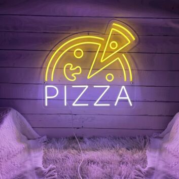 Half Pizza And Slice Neon Sign