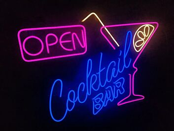 Neon Cocktail Sign Bar Open Sign