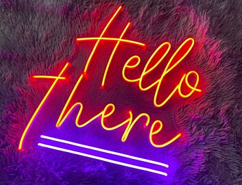 Hello There Neon Sign Orange And Purple Neon Sign