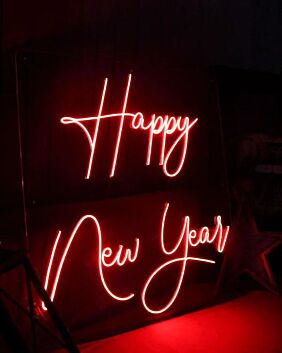 Happy New Year Two-Line Script LED Neon Sign