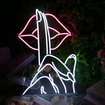Please Quiet Gesture Neon Sign