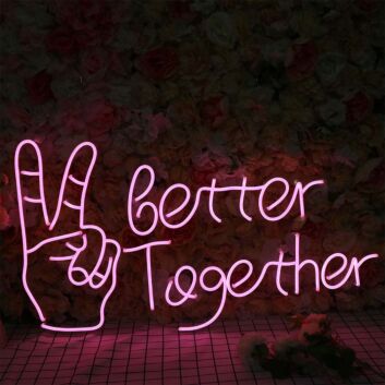 Better Together With Victory Gesture Neon Sign