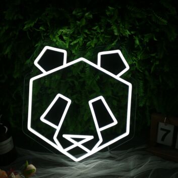 Panda Head White Neon LED Sign