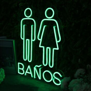 Baños Restroom Icons LED Neon Sign