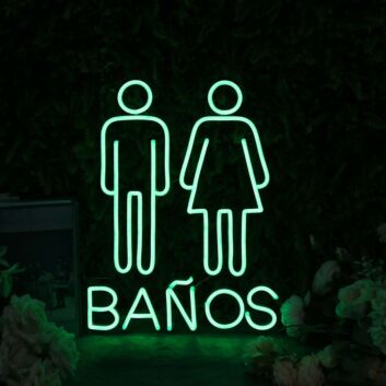 Baños Restroom Icons LED Neon Sign