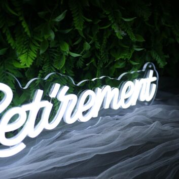 Happy Retirement White Neon Sign