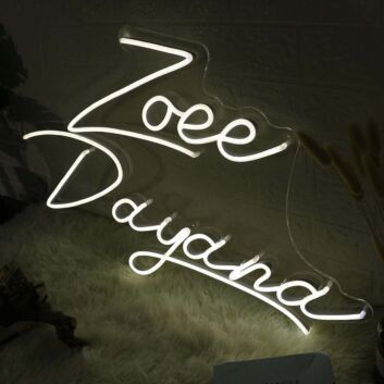 Zoee Dayana White Neon Sign