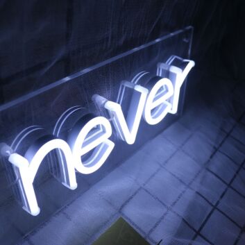 Which He Never White Neon Sign