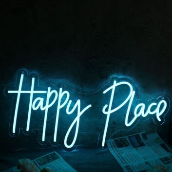 Happy Place Blue Neon Sign