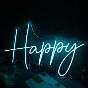 Happy Blue Custom Neon Sign