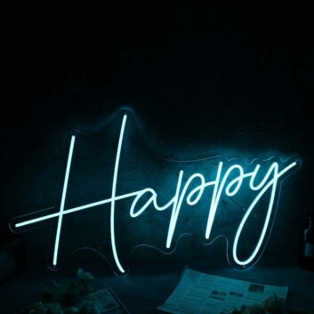Happy Blue Custom Neon Sign