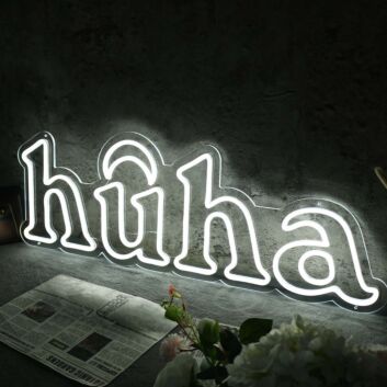 Huha White Neon Sign