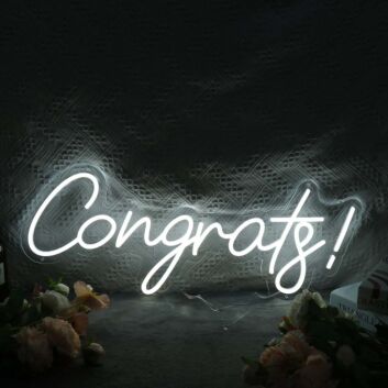 Congrats White Neon Sign