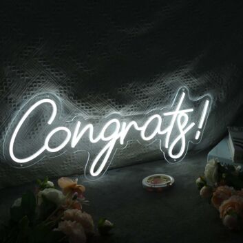 Congrats White Neon Sign