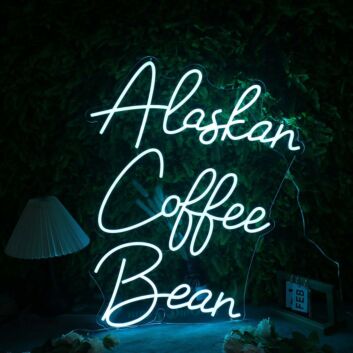 Alaskan Coffee Bean Blue Neon Sign