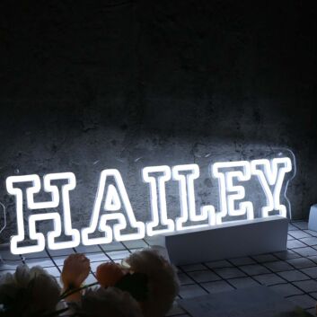 Hailey White Neon Sign
