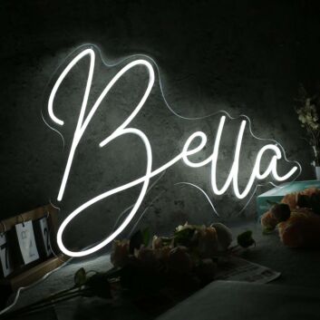 Bella White Name Neon Sign