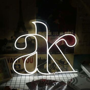 AK White Custom Neon Sign