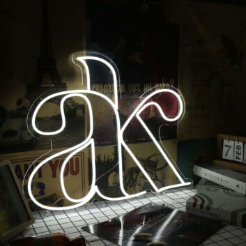 AK White Custom Neon Sign