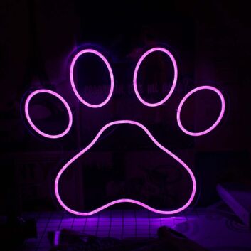 Dog Paw Pink Neon Sign