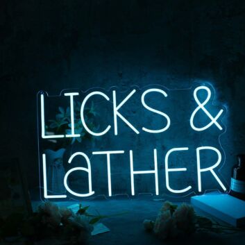 Licks And Lather Blue Neon Sign