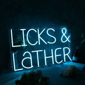 Licks And Lather Blue Neon Sign