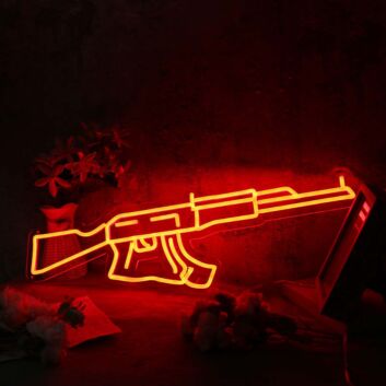 AK-47 Machine Gun Red Neon Sign