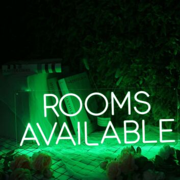 Rooms Available Green Neon Sign