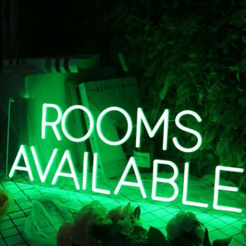 Rooms Available Green Neon Sign