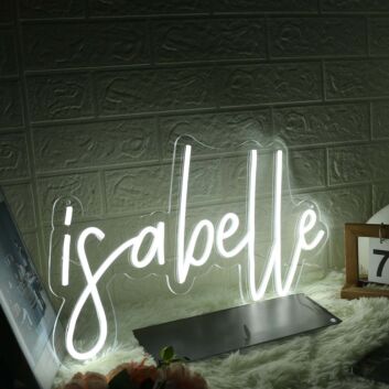 Isabelle White Name Neon Sign