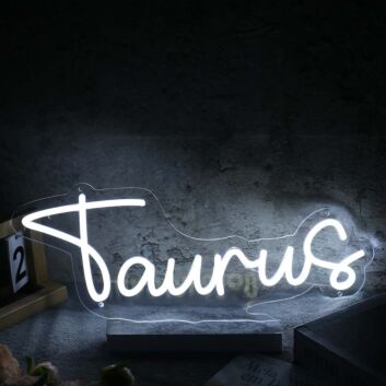 Taurus White Name Neon Sign