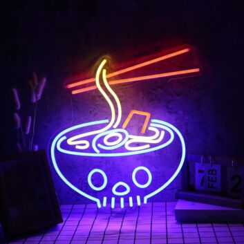 Ramen Served In Skull Bowl Custom Neon Sign