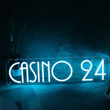 Casino 24 Blue Neon Sign