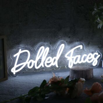 Dolled Faces White Neon Sign