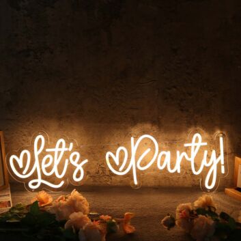 Let’s Party! with Hearts LED Neon Sign